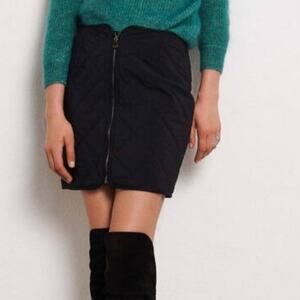 Ba&sh Walas Puff Quilted Zip Front Black Mini Skirt M 2 $195